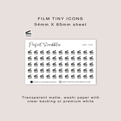 FILM tiny icon planner stickers | Minimal | Credit card size sheet