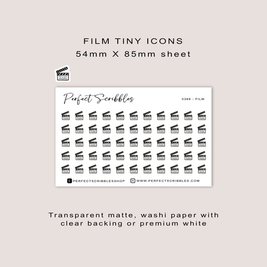 FILM tiny icon planner stickers | Minimal | Credit card size sheet