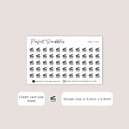 FILM tiny icon planner stickers | Minimal | Credit card size sheet