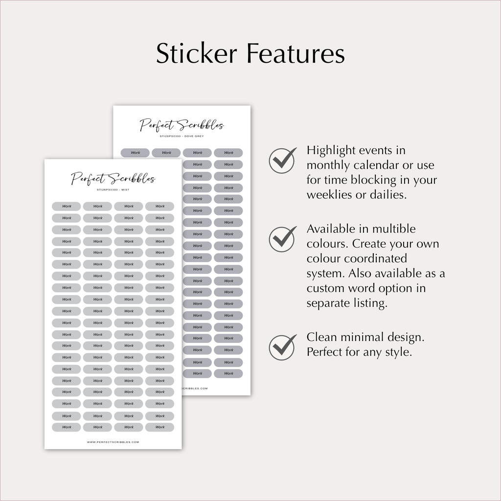 WORK Planner Stickers – Minimal Capsule Labels