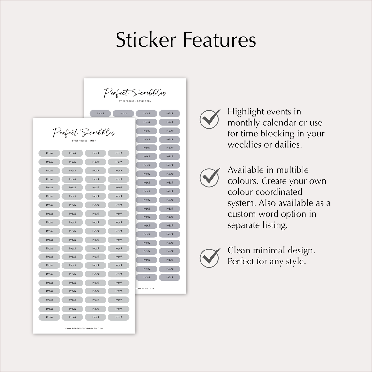 WORK Planner Stickers – Minimal Capsule Labels