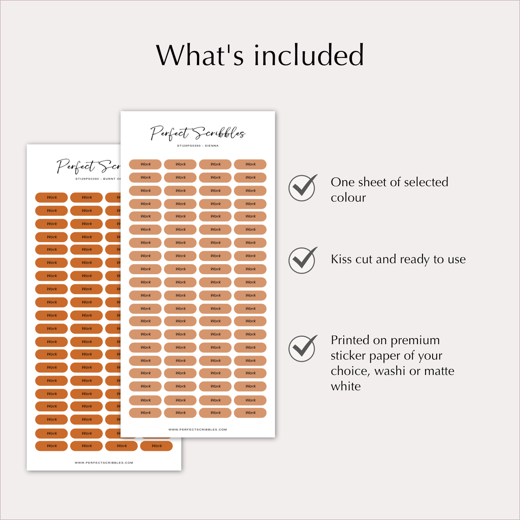 WORK Planner Stickers – Minimal Capsule Labels