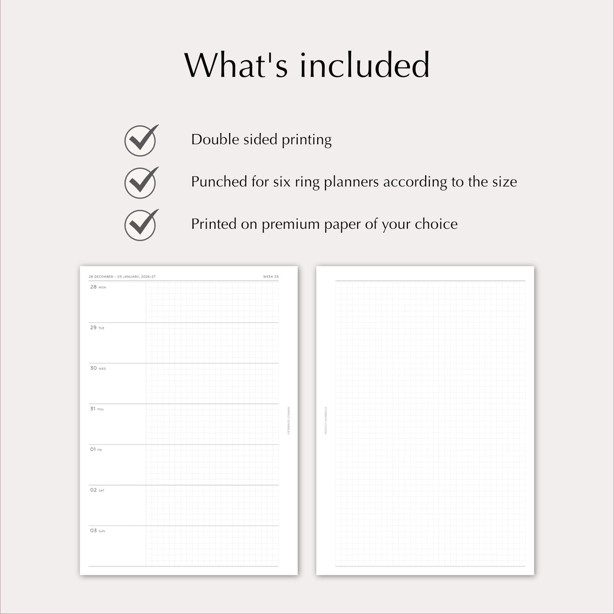 2027 Weekly Agenda Planner Inserts | Horizontal | Dated Ring Planner Refill