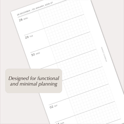 2027 Weekly Agenda Planner Inserts | Horizontal | Dated Ring Planner Refill
