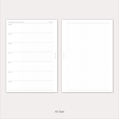 2027 Weekly Agenda Planner Inserts | Horizontal | Dated Ring Planner Refill