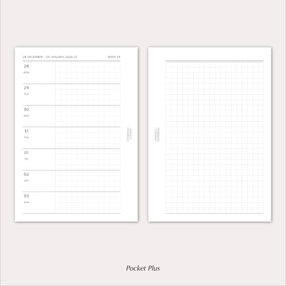 2027 Weekly Agenda Planner Inserts | Horizontal | Dated Ring Planner Refill