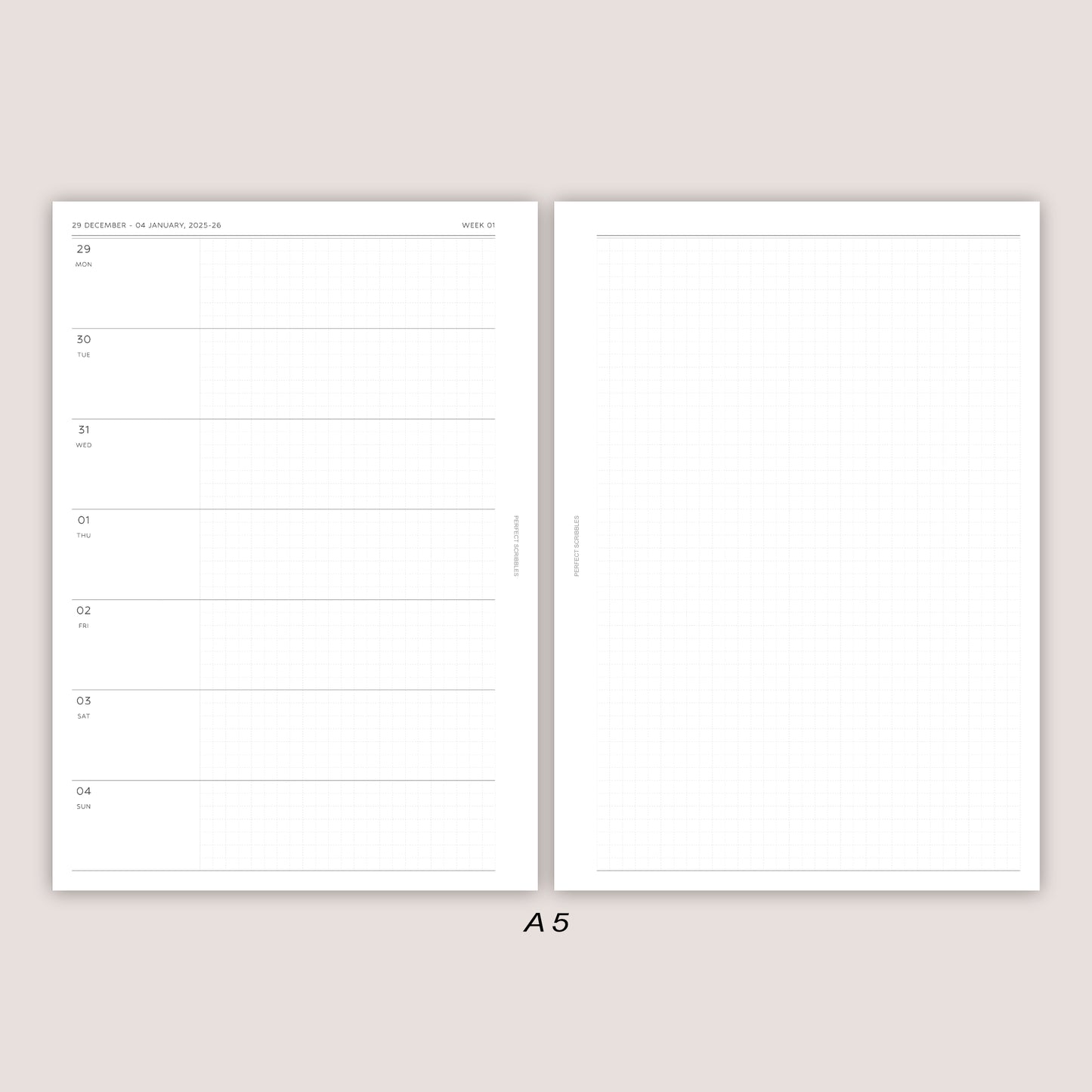 2026 DATED Horizontal Weekly Planner Inserts | PRINTED