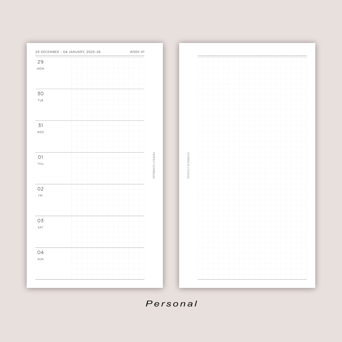 2026 DATED Horizontal Weekly Planner Inserts | PRINTED