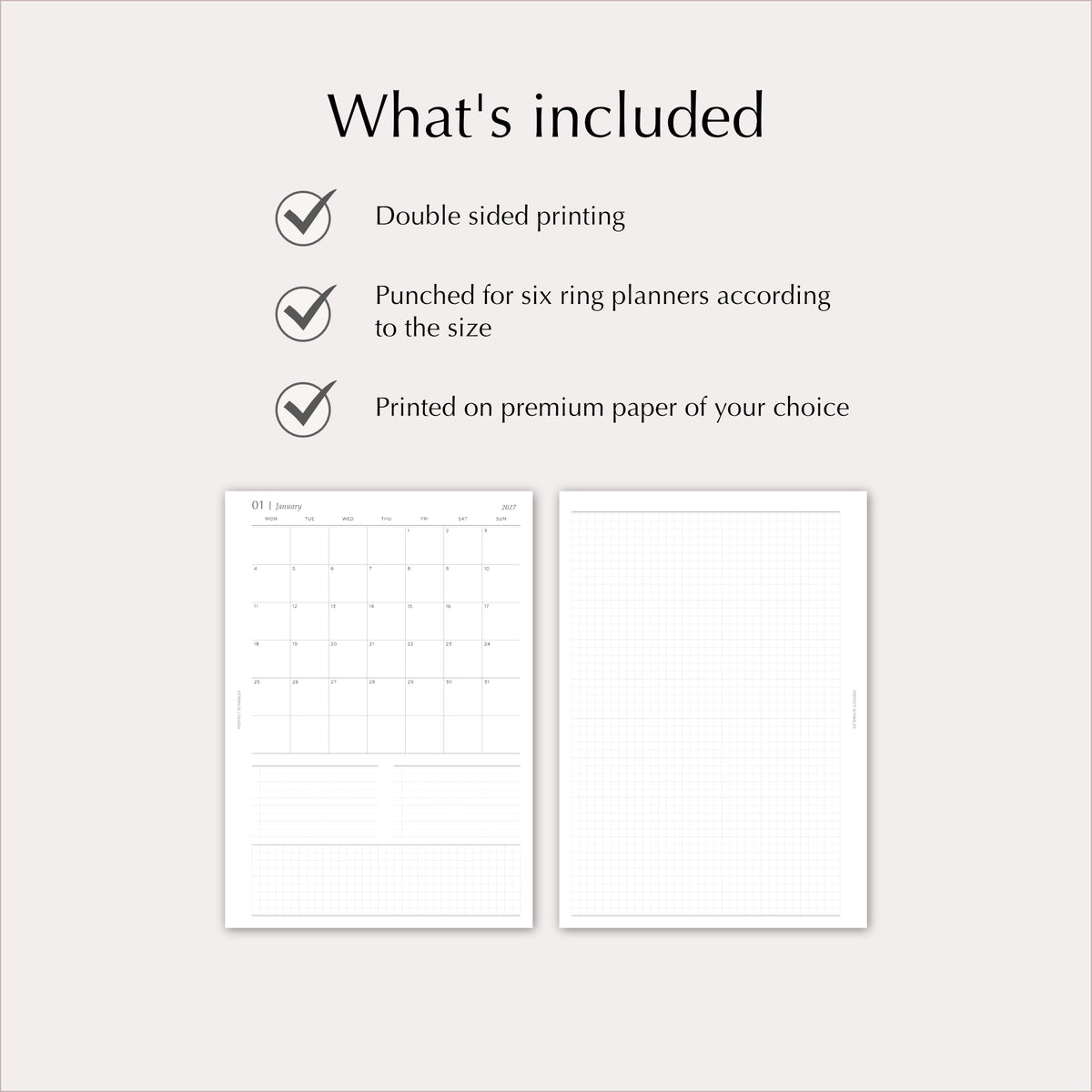 2027 Monthly Agenda Planner Inserts | MO1P | Dated Ring Planner Refill