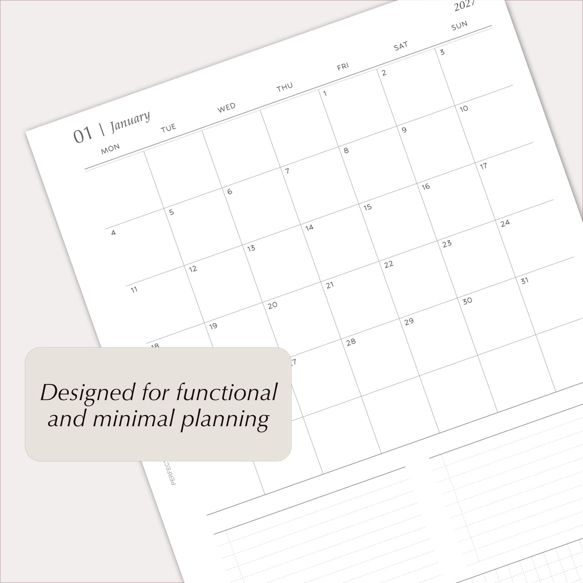 2027 Monthly Agenda Planner Inserts | MO1P | Dated Ring Planner Refill