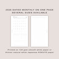 2026 DATED Monthly Planner Inserts | Month On ONE Page | PRINTED