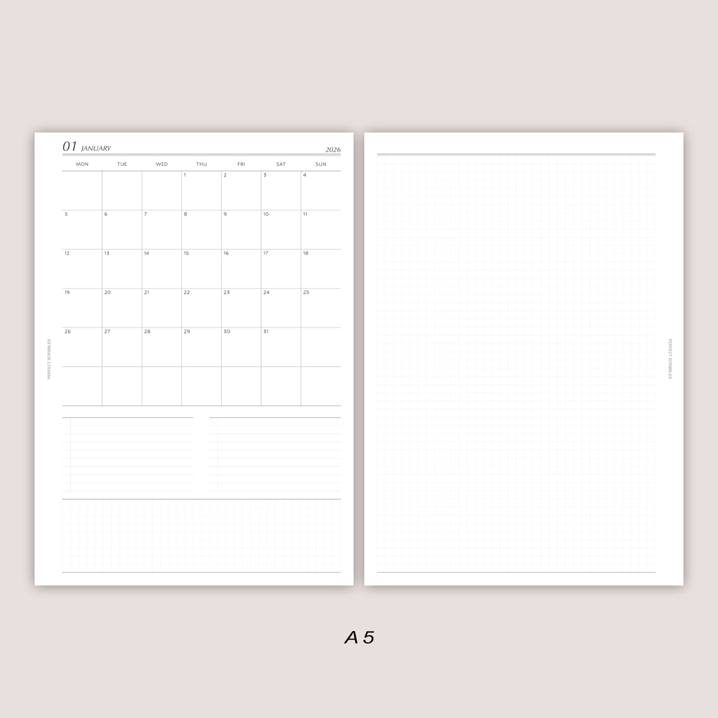 2026 DATED Monthly Planner Inserts | Month On ONE Page | PRINTED