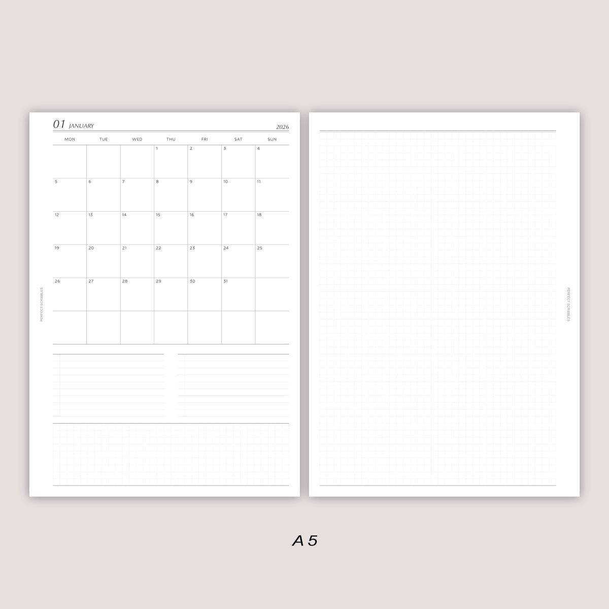 2026 DATED Monthly Planner Inserts | Month On ONE Page | PRINTED