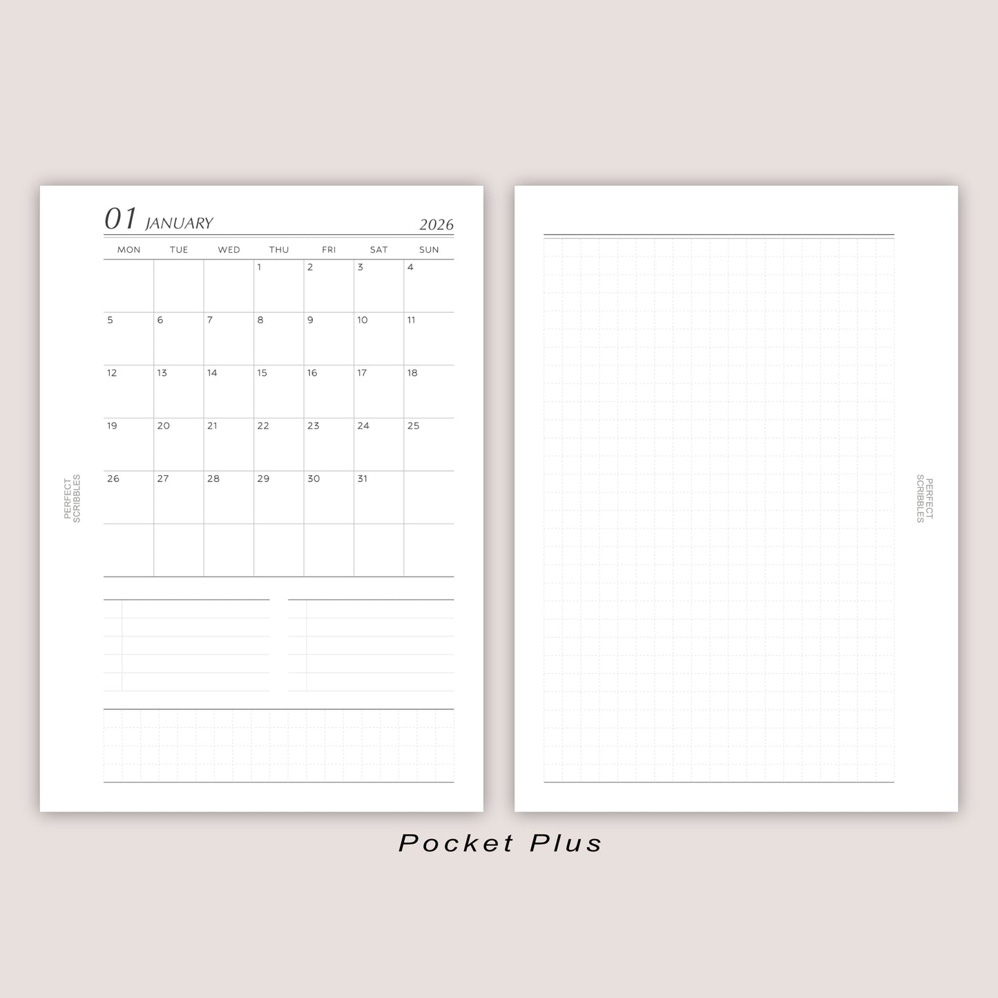 2026 DATED Monthly Planner Inserts | Month On ONE Page | PRINTED