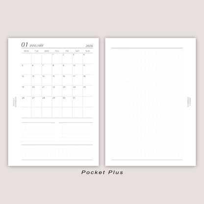 2026 DATED Monthly Planner Inserts | Month On ONE Page | PRINTED