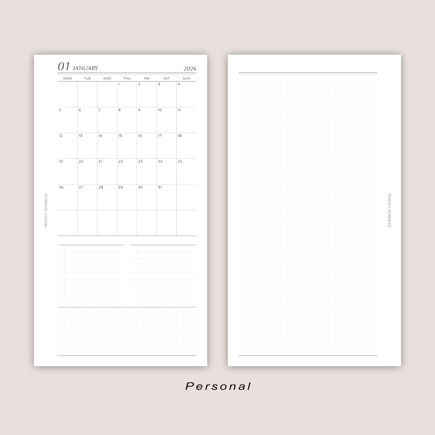 2026 DATED Monthly Planner Inserts | Month On ONE Page | PRINTED