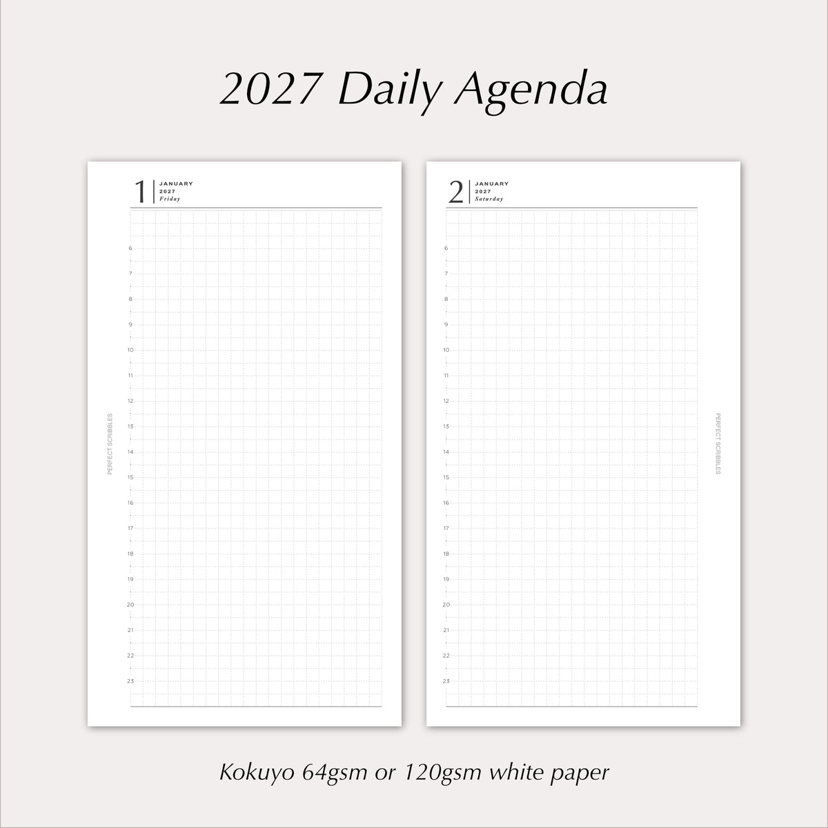 2027 Daily Agenda Planner Inserts | With Timeline | Dated Ring Planner Refill