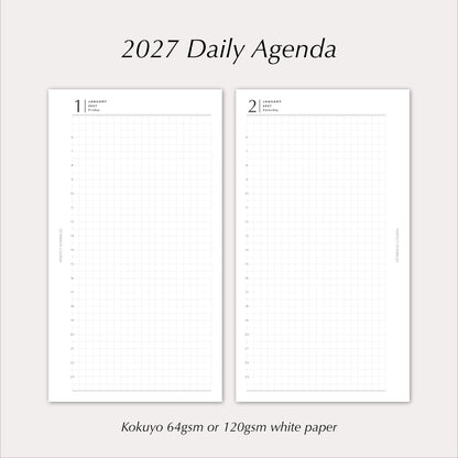 2027 Daily Agenda Planner Inserts | With Timeline | Dated Ring Planner Refill