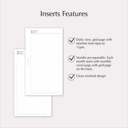 2027 Daily Agenda Planner Inserts | With Timeline | Dated Ring Planner Refill