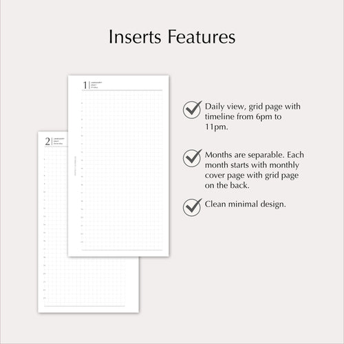 2027 Daily Agenda Planner Inserts | With Timeline | Dated Ring Planner Refill
