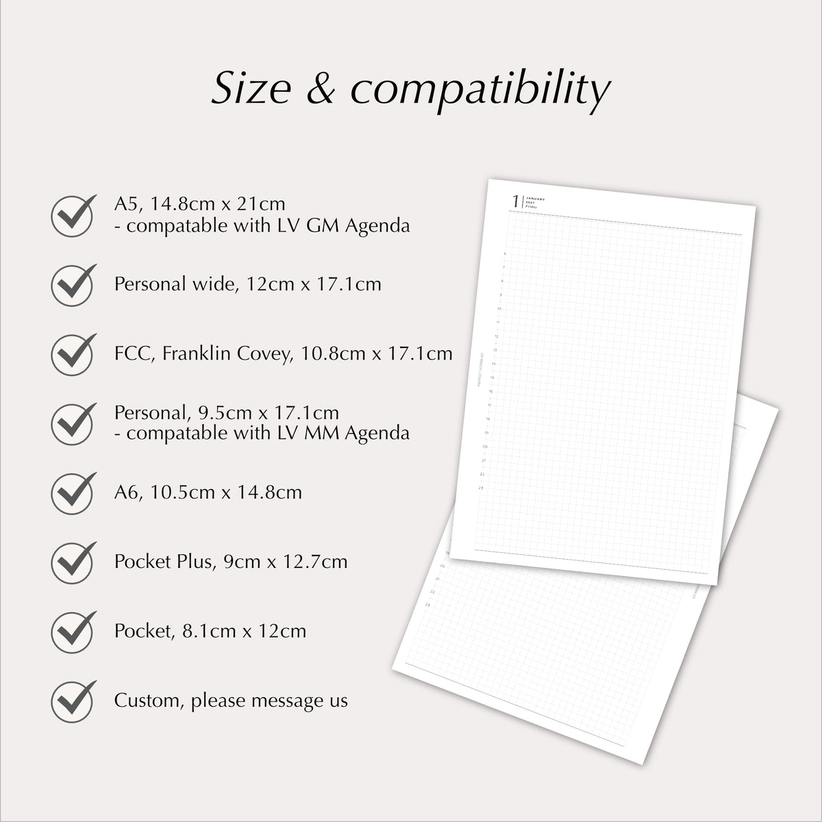 2027 Daily Agenda Planner Inserts | With Timeline | Dated Ring Planner Refill