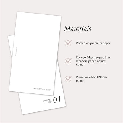 2027 Daily Agenda Planner Inserts | With Timeline | Dated Ring Planner Refill
