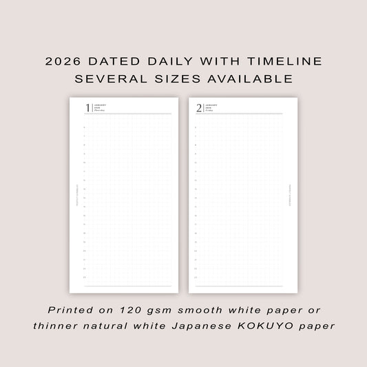 2026 DATED Daily Planner Inserts | PRINTED