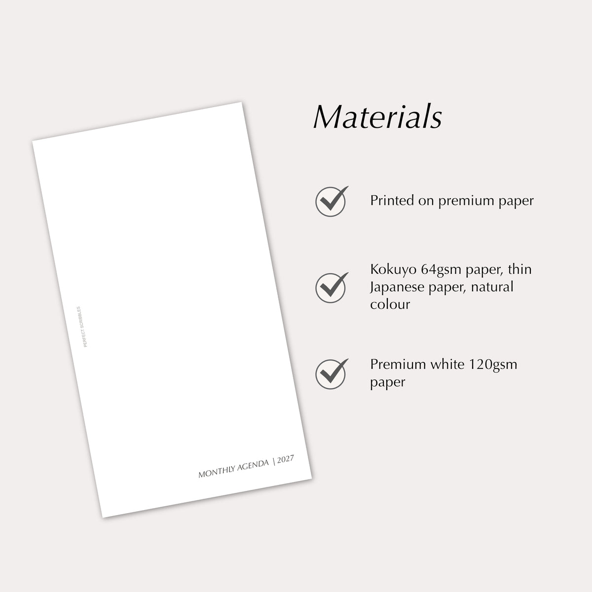 2027 Monthly Agenda Planner Inserts | Horizontal | Dated Ring Planner Refill