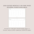2026 DATED Monthly Planner Inserts | Month On ONE Page | PRINTED