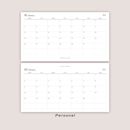 2026 DATED Monthly Planner Inserts | Month On ONE Page | PRINTED