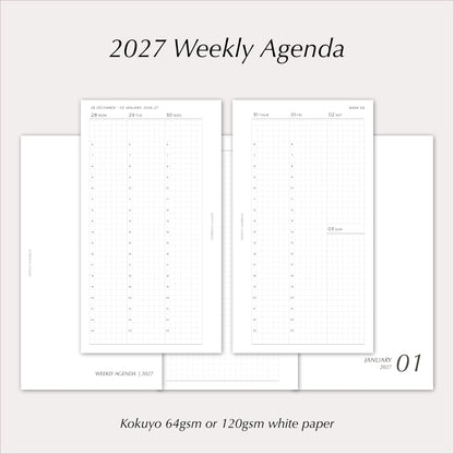 2027 Weekly Agenda Planner Inserts | Vertical with Stacked Weekend | Dated Ring Planner Refill