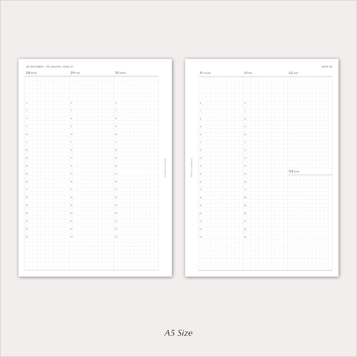 2027 Weekly Agenda Planner Inserts | Vertical with Stacked Weekend | Dated Ring Planner Refill