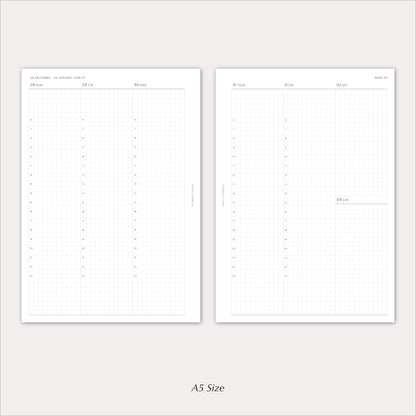2027 Weekly Agenda Planner Inserts | Vertical with Stacked Weekend | Dated Ring Planner Refill