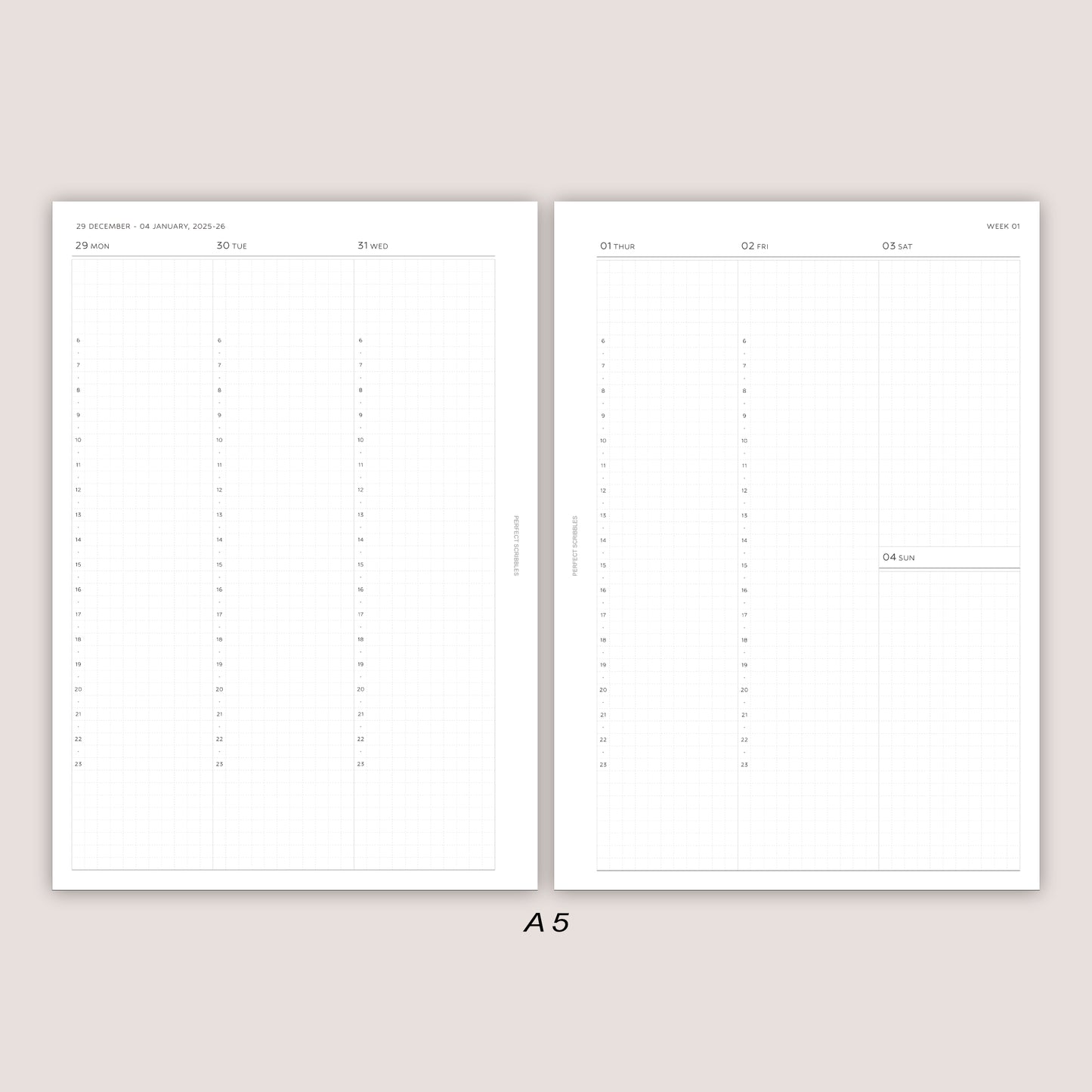 2026 DATED Vertical Weekly Planner Inserts with Stacked Weekend | PRINTED