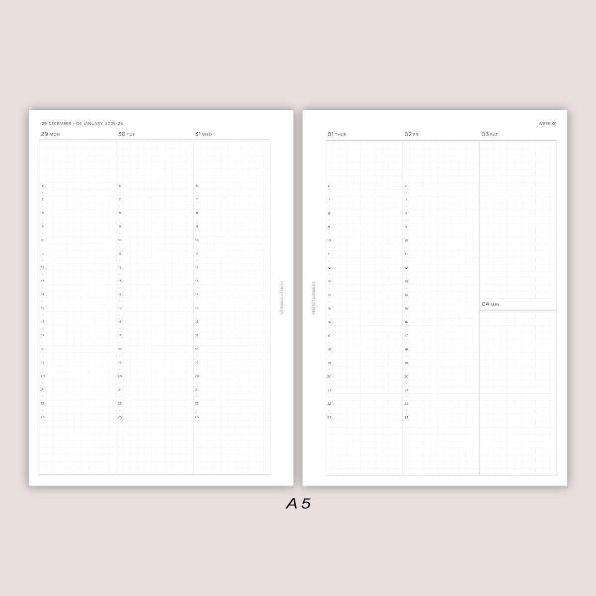 2026 DATED Vertical Weekly Planner Inserts with Stacked Weekend | PRINTED