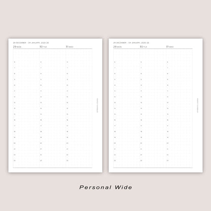 2026 DATED Vertical Weekly Planner Inserts with Stacked Weekend | PRINTED