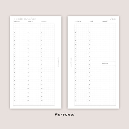 2026 DATED Vertical Weekly Planner Inserts with Stacked Weekend | PRINTED