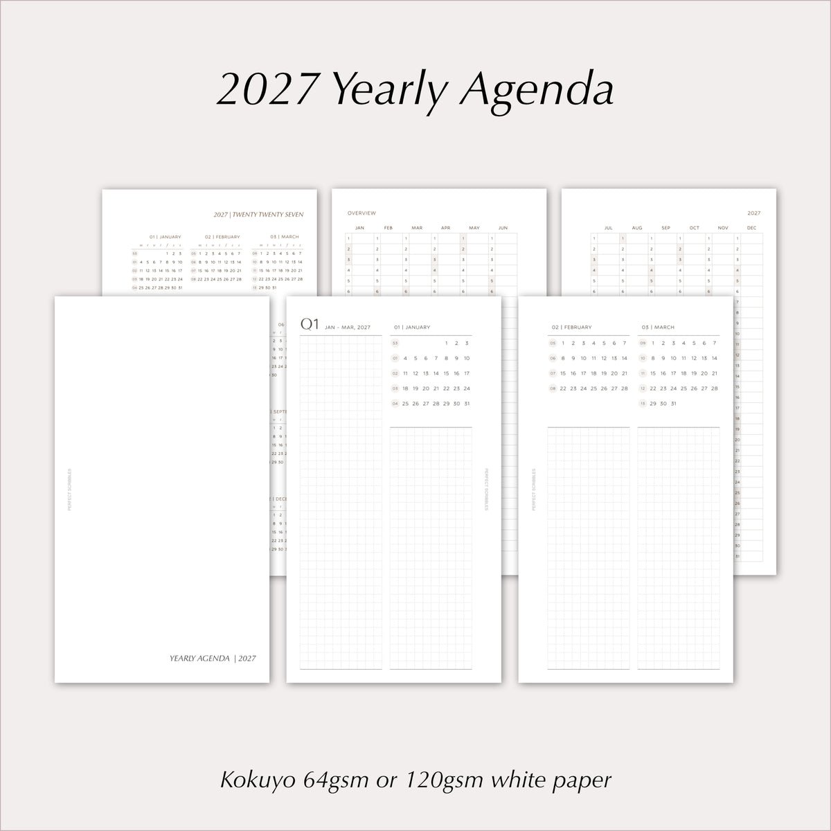2027 Yearly Agenda Planner Inserts | Dated Ring Planner Refill