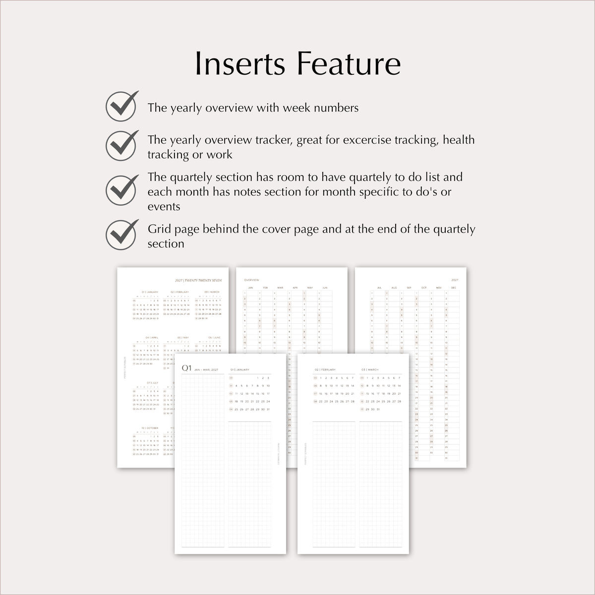 2027 Yearly Agenda Planner Inserts | Dated Ring Planner Refill