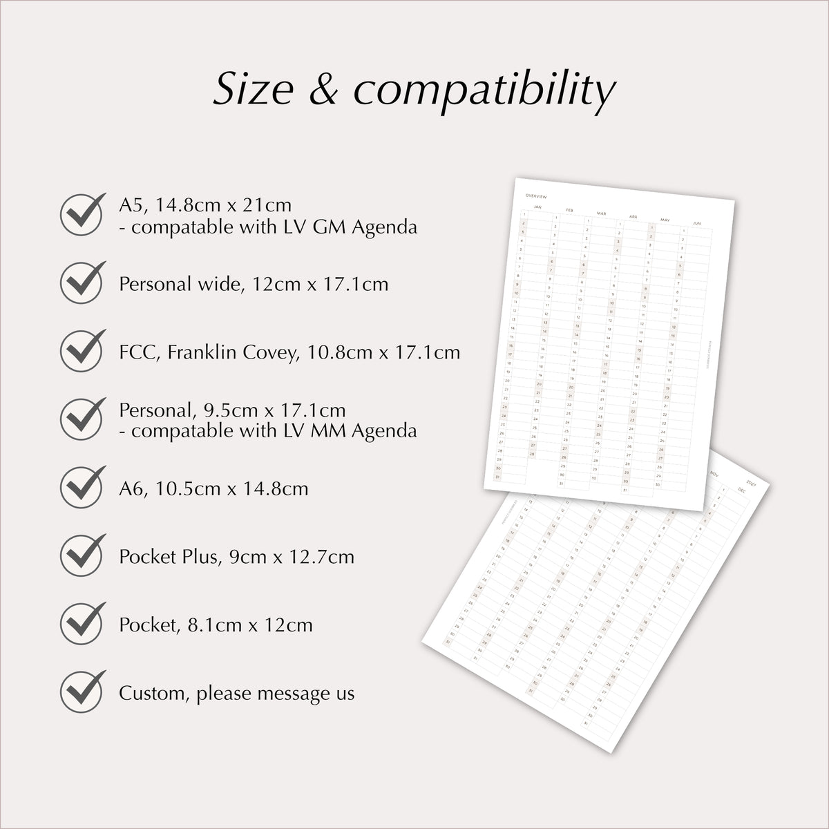 2027 Yearly Agenda Planner Inserts | Dated Ring Planner Refill