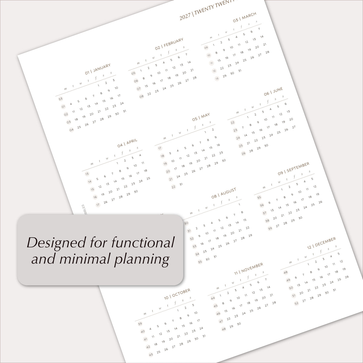 2027 Yearly Agenda Planner Inserts | Dated Ring Planner Refill