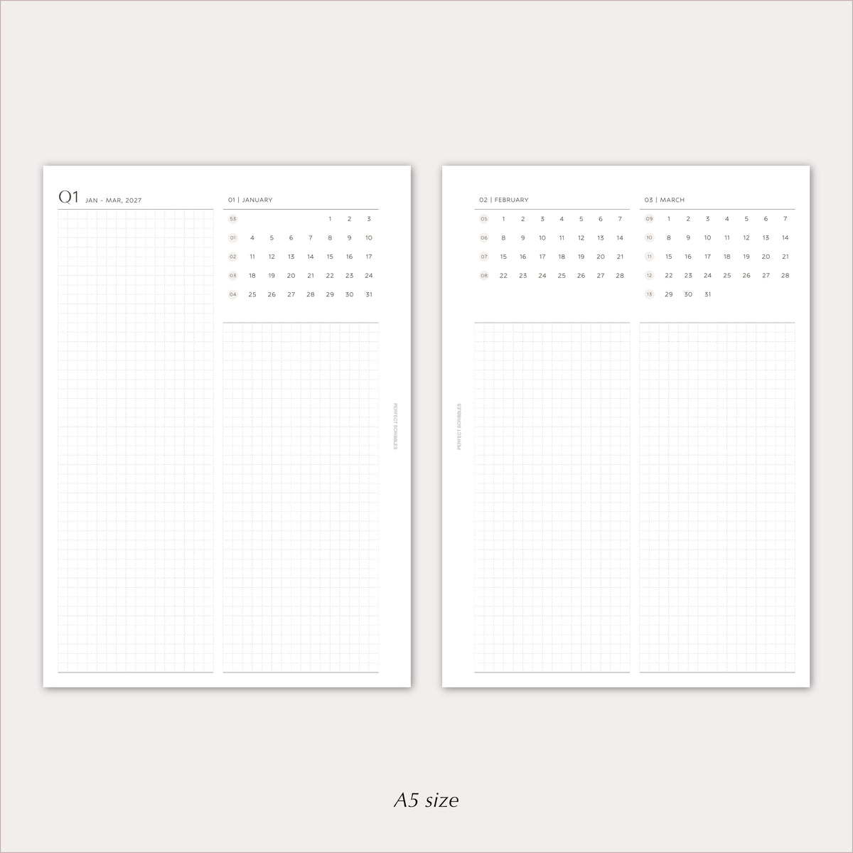 2027 Yearly Agenda Planner Inserts | Dated Ring Planner Refill