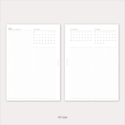2027 Yearly Agenda Planner Inserts | Dated Ring Planner Refill