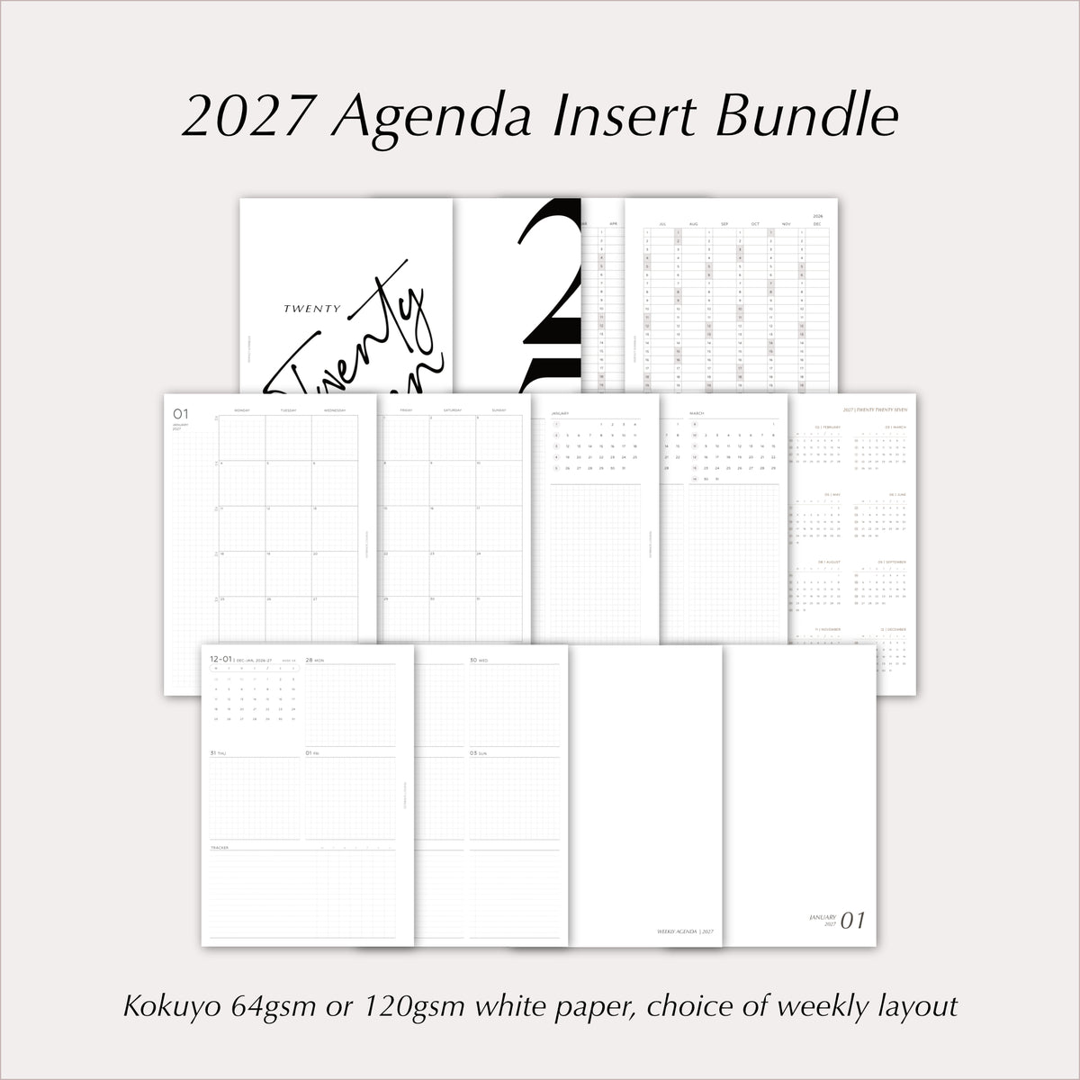 2027 Planner Insert Bundle | Yearly, Monthly & Weekly Ring Planner Refills