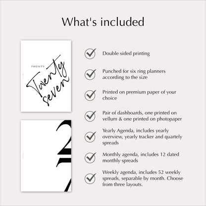 2027 Planner Insert Bundle | Yearly, Monthly & Weekly Ring Planner Refills