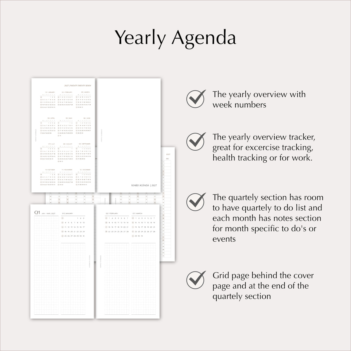 2027 Planner Insert Bundle | Yearly, Monthly & Weekly Ring Planner Refills