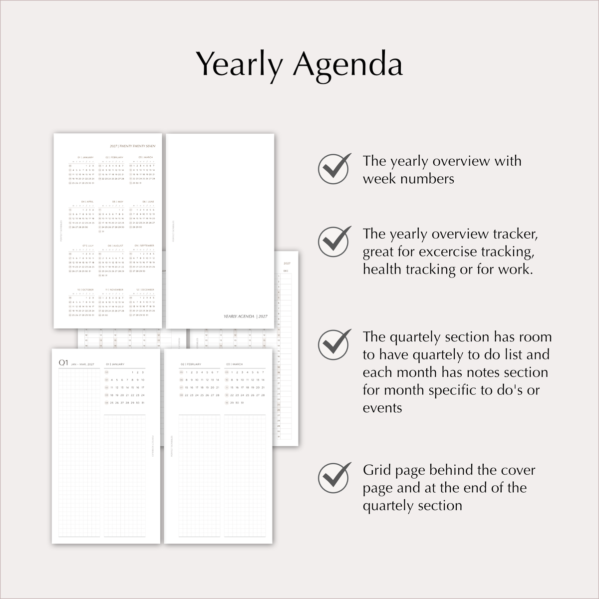 2027 Planner Insert Bundle | Yearly, Monthly & Weekly Ring Planner Refills