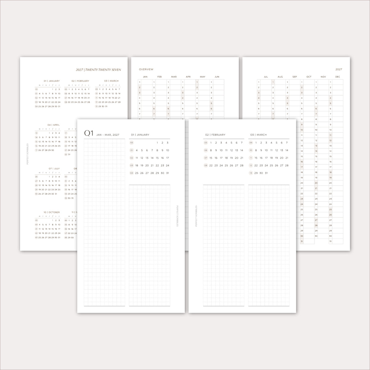 2027 Planner Insert Bundle | Yearly, Monthly & Weekly Ring Planner Refills