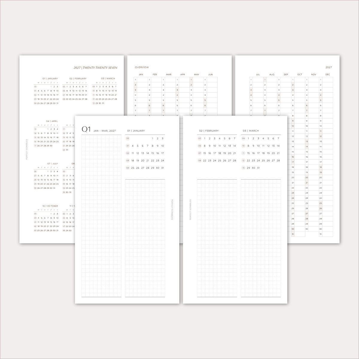 2027 Planner Insert Bundle | Yearly, Monthly & Weekly Ring Planner Refills