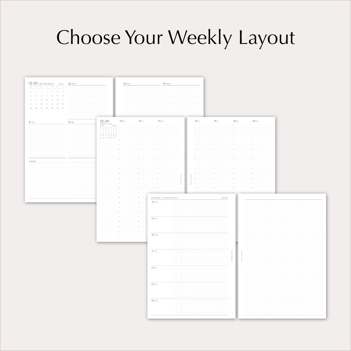 2027 Planner Insert Bundle | Yearly, Monthly & Weekly Ring Planner Refills